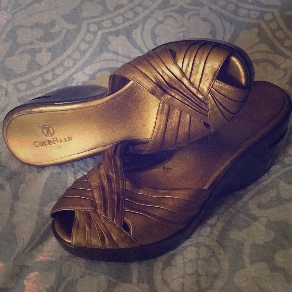 Old Hollywood Style gold ColeHaan wedge.